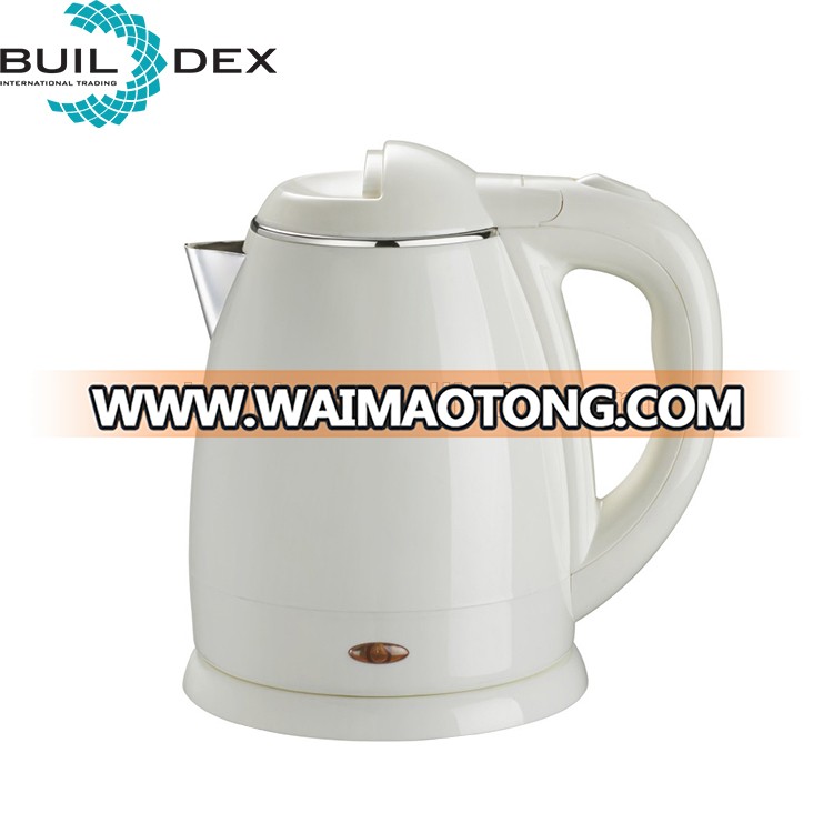 1.0-1.2L popular white shell ABS plastic electric kettle for hotel with double wall